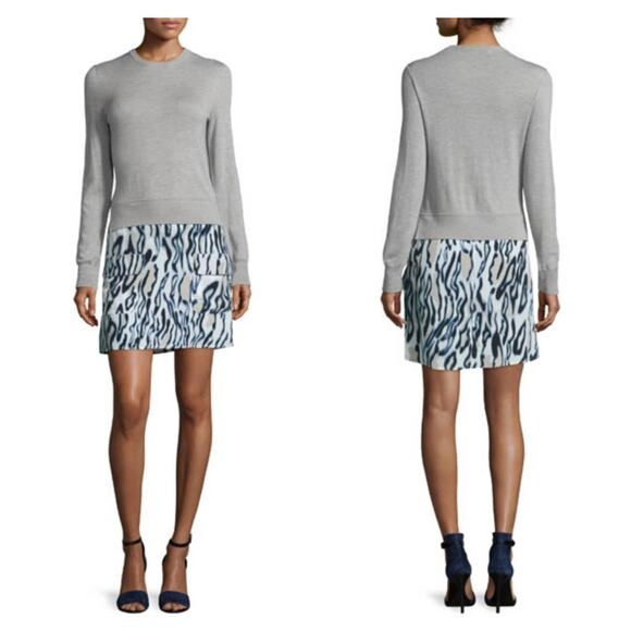 Equipment Shirley Printed-Skirt Dress Light Heather /Cashmere/Wool/Silk - Picture 1 of 7